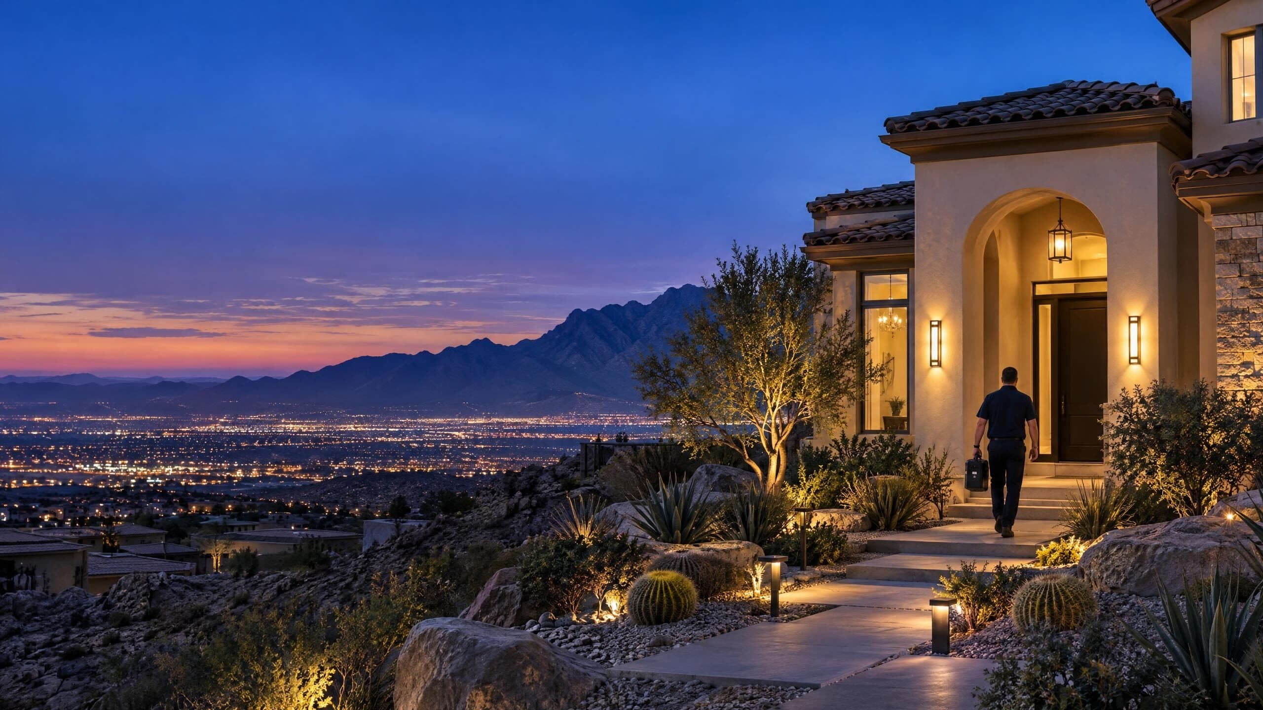 Henderson, Nevada neighborhood at dusk