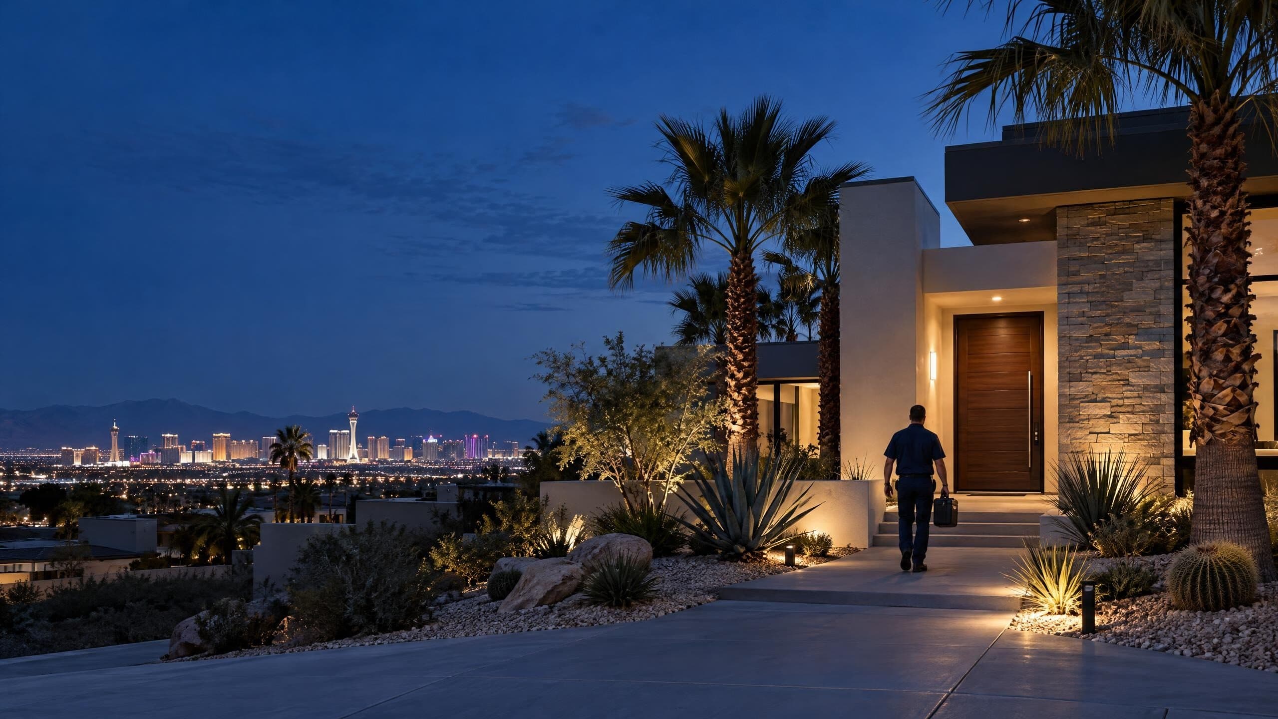 Las Vegas, Nevada neighborhood at dusk