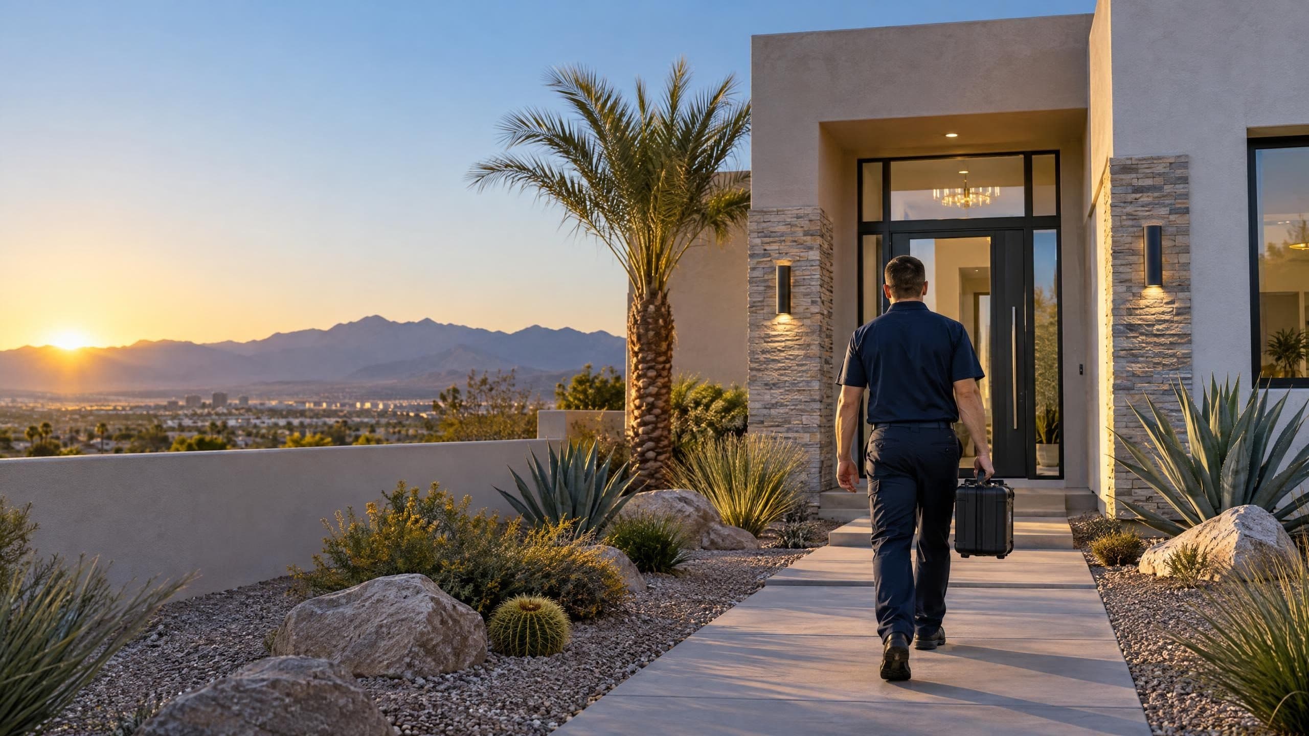 A KG Appliance Service technician arriving at a Las Vegas home